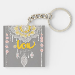 Sunny Grey Lace AI art Key Ring