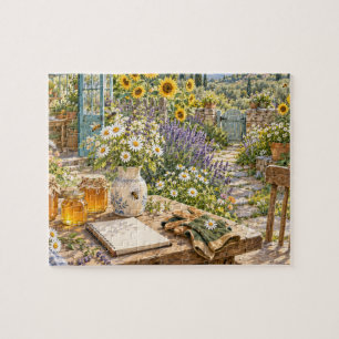 Sunny Honey Bee Garden Cottage Jigsaw Puzzle