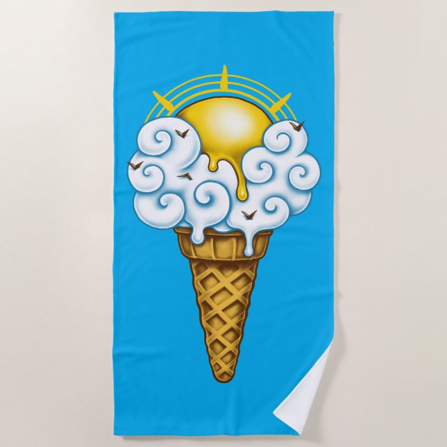 Sunny Ice Cream Beach Towel (Front)