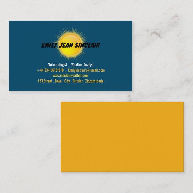 Sunny Icon Design, Meteorologist Business Card (Front/Back)
