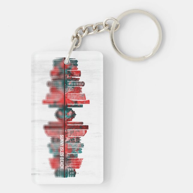 Sunny Isles Beach Florida Skyline Key Ring (Back)