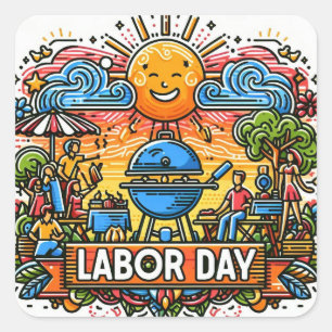 Sunny Labour Day Celebration Square Sticker