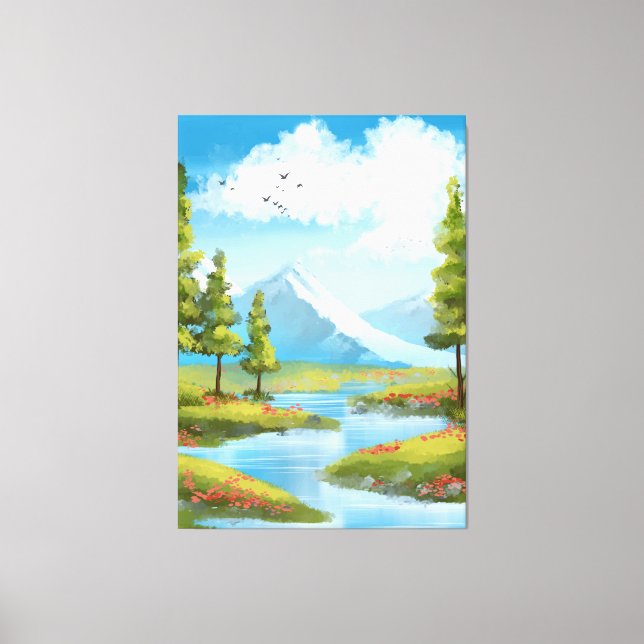 Sunny landscape with mountains canvas print (Front)