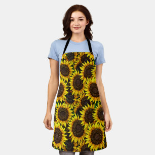 Sunny Large Sunflowers Pattern  Apron