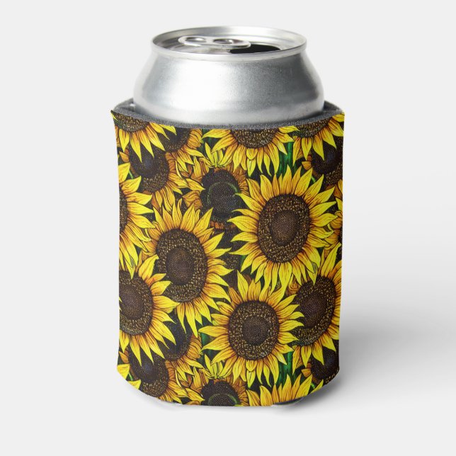 Sunny Large Sunflowers Pattern  Can Cooler (Can Back)