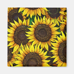 Sunny Large Sunflowers Pattern  Magnet