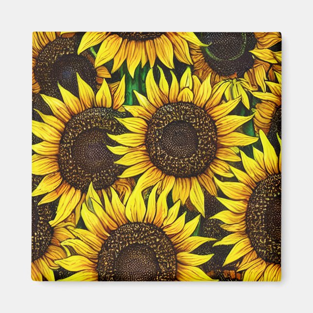 Sunny Large Sunflowers Pattern  Magnet (Front)