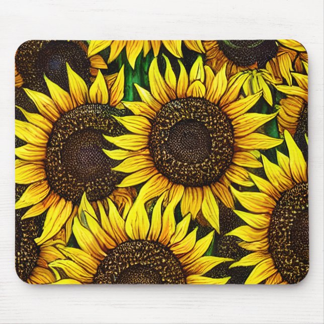 Sunny Large Sunflowers Pattern  Mouse Mat (Front)