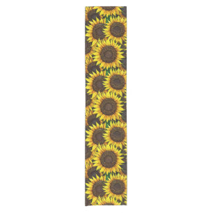 Sunny Large Sunflowers Pattern   Short Table Runner
