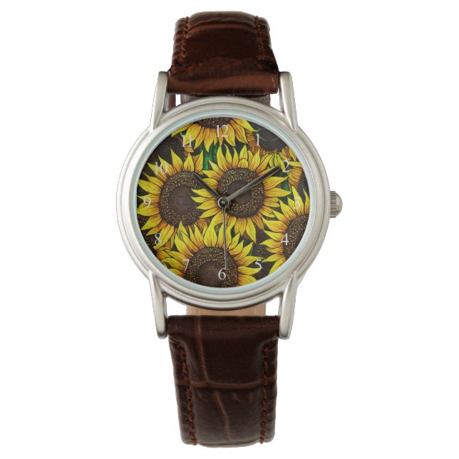 Sunny Large Sunflowers Pattern   Watch (Front)