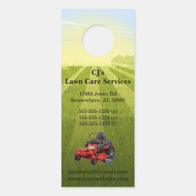Sunny Lawn Care Door Hanger (Front)