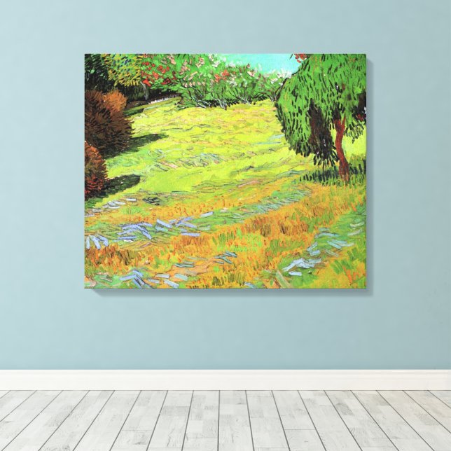 Sunny Lawn in a Public Park by Vincent van Gogh Canvas Print (Insitu(Wood Floor))