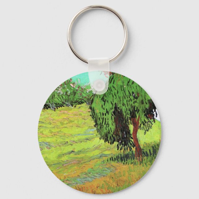 Sunny Lawn in a Public Park by Vincent van Gogh Key Ring (Front)