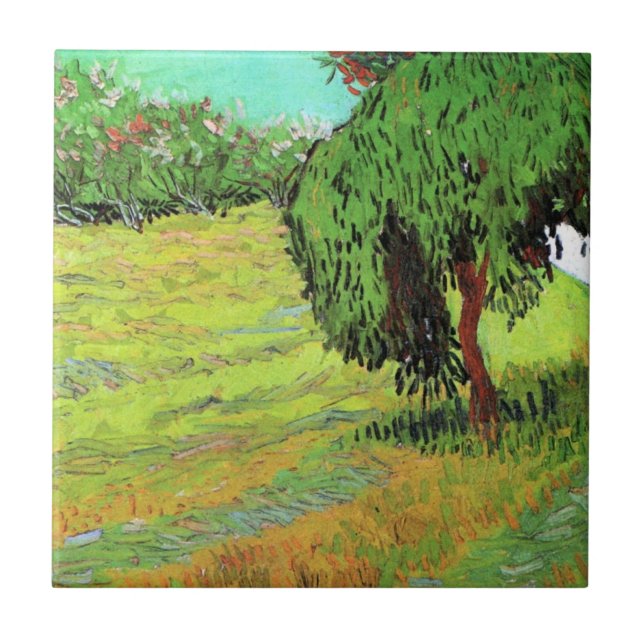 Sunny Lawn in a Public Park by Vincent van Gogh Tile (Front)