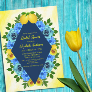Sunny Lemon Floral Bridal Shower Invitation
