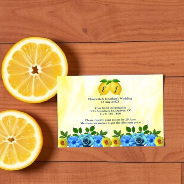 Sunny Lemon Floral Wedding Accommodation Enclosure Card (Creator Uploaded)