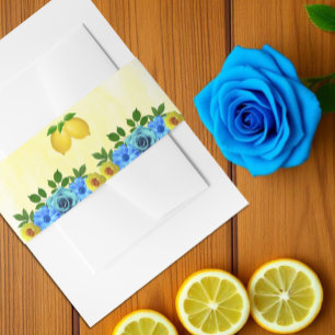 Sunny Lemon Floral Wedding Invitation Belly Band