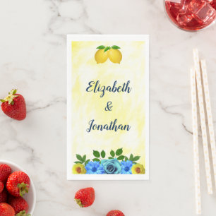 Sunny Lemon Floral Wedding Napkin