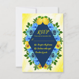 Sunny Lemon Floral Wedding RSVP Card