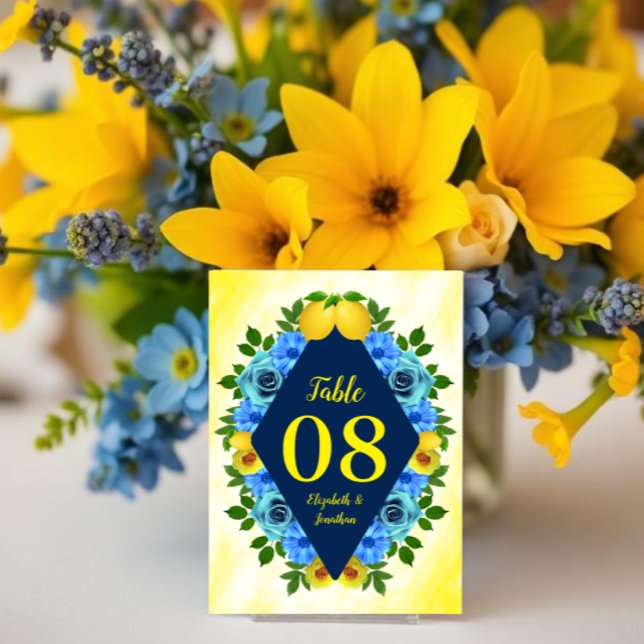 Sunny Lemon Floral Wedding Table Number (Creator Uploaded)