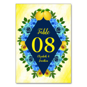 Sunny Lemon Floral Wedding Table Number
