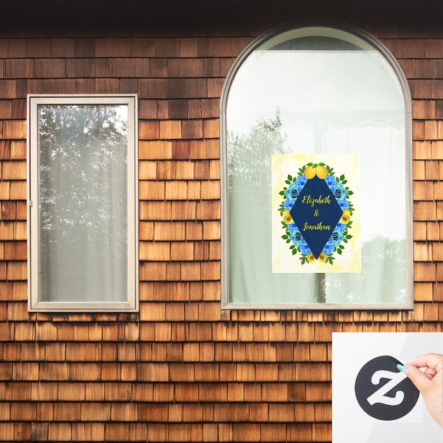 Sunny Lemon Floral Wedding Window Cling (Home Window)