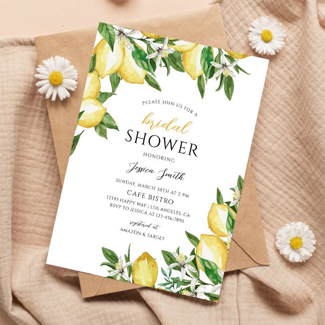 Sunny Lemon Mediterranean Bridal Shower Invitation (Creator Uploaded)