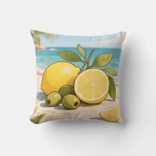 Sunny Lemon Olive Beachside Fresh Cushion