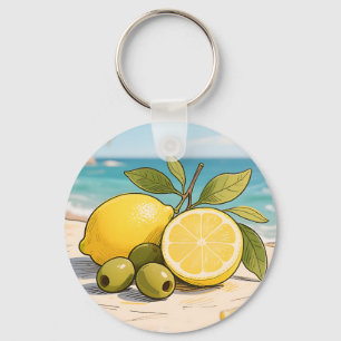 Sunny Lemon Olive Beachside Fresh Key Ring