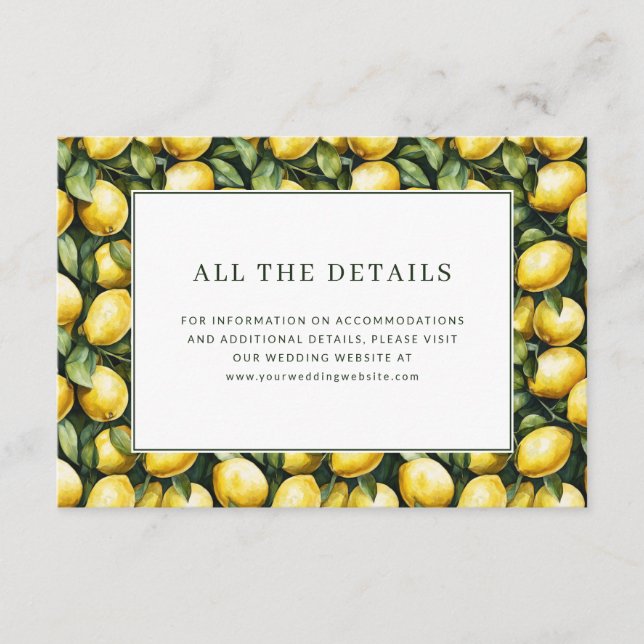 Sunny Lemon Wedding Enclosure Card (Front)