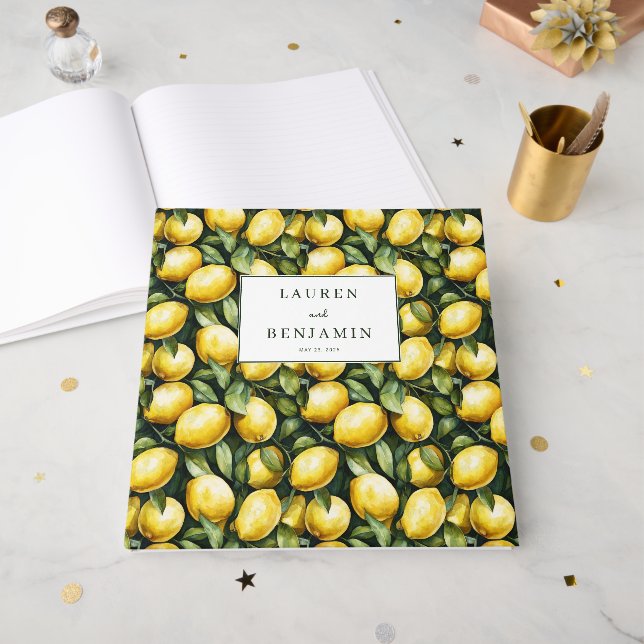 Sunny Lemon Wedding Guest Book (Front Open)