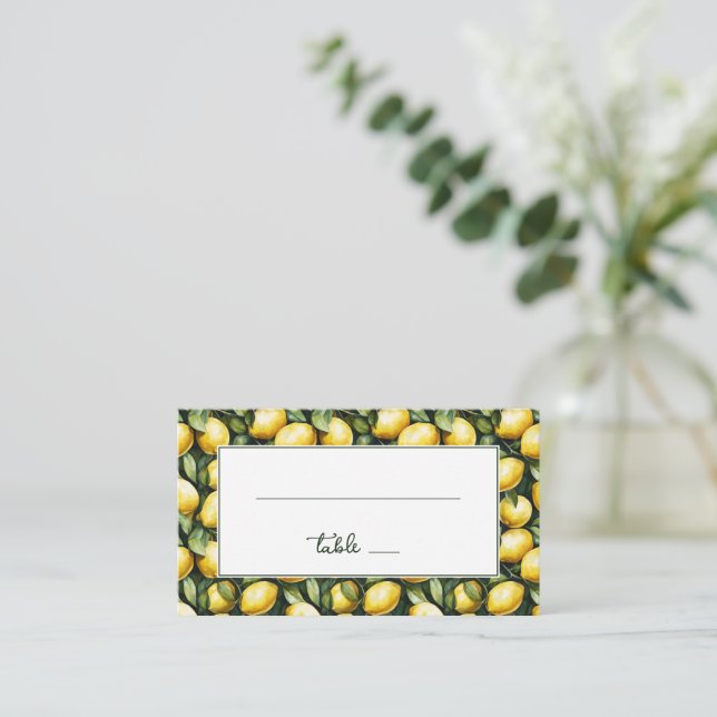 Sunny Lemon Wedding Place Card (Standing Front)