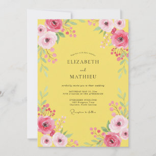 Sunny Magenta Petal Wedding Invitation