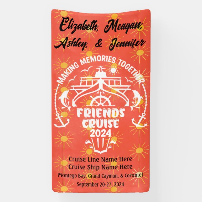 Sunny Making Memories Together Friend Cruise Banner (Vertical)