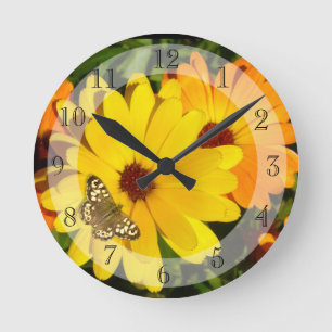 Sunny Marigolds Round Clock