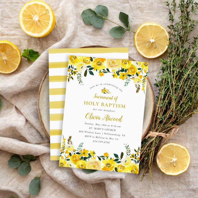 Sunny Meadow Floral Baptism Invitation (Creator Uploaded)