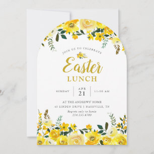 Sunny Meadow Floral Easter Lunch Party Invitation