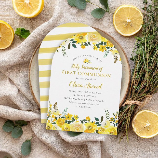 Sunny Meadow Floral First Communion Invitation (Creator Uploaded)