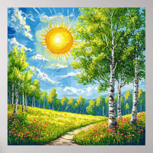 🌞 Sunny Meadow Landscape For Relaxing Home Decor 