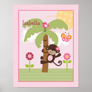 Sunny Monkey in Tree Safari Personalised Poster