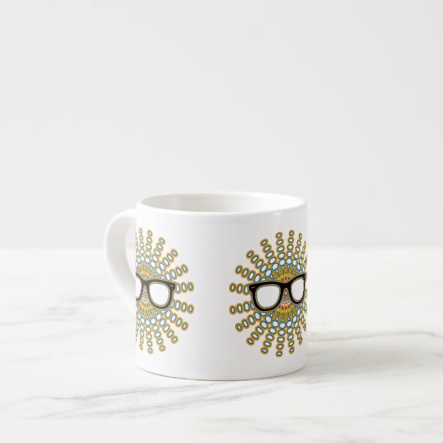 Sunny Nerd Glasses + your backgr. & ideas Espresso Cup (Front Left)