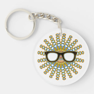 Sunny Nerd Glasses + your backgr. & ideas Key Ring