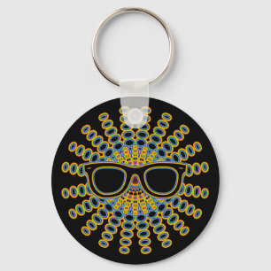 Sunny Nerd Glasses + your backgr. & ideas Key Ring