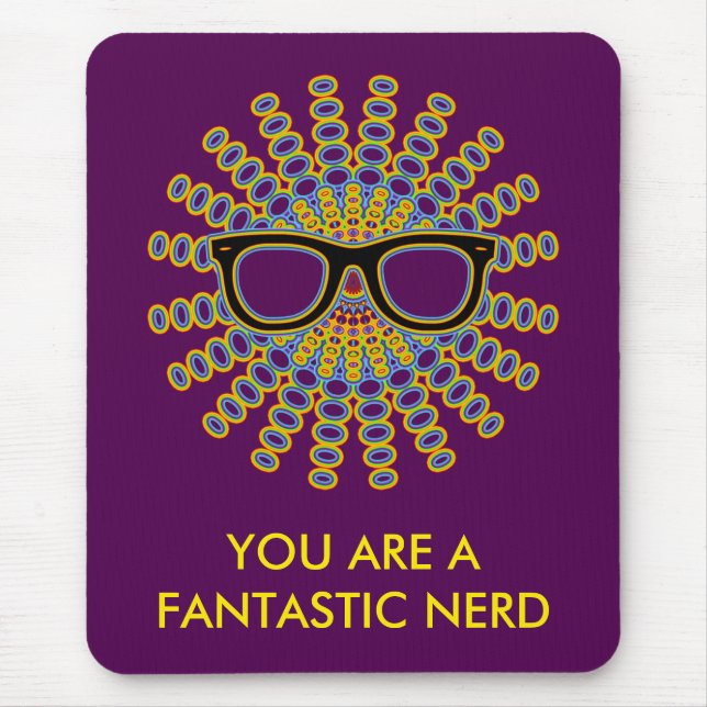 Sunny Nerd Glasses + your backgr. & ideas Mouse Mat (Front)