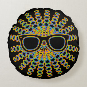 Sunny Nerd Glasses + your backgr. & ideas Round Cushion