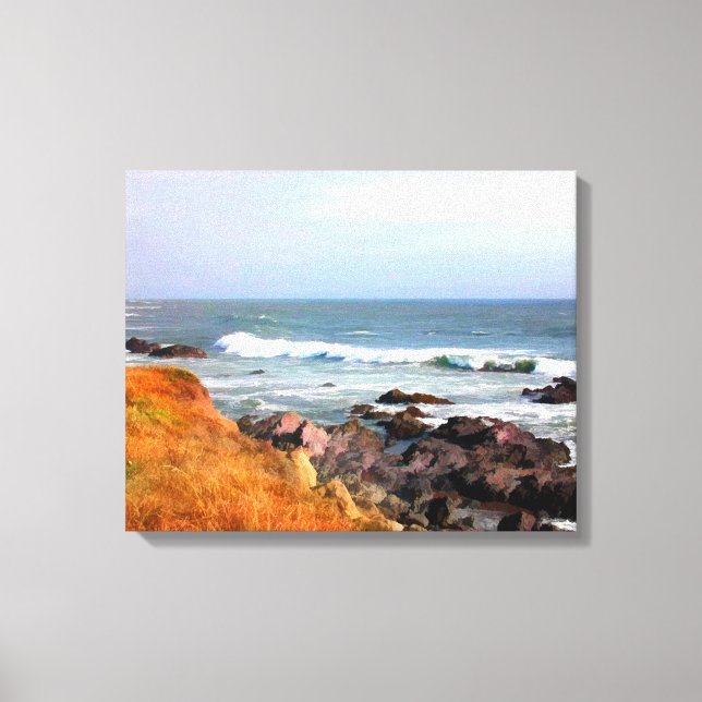 Sunny Ocean Shoreline Cambria California Canvas Print (Front)