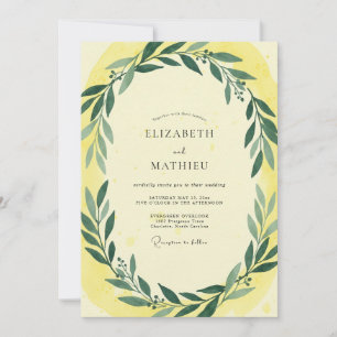 Sunny Olive Leaf Wedding Invitation