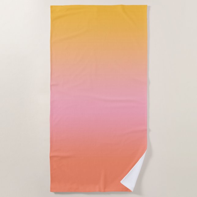 Sunny Ombre Gradient Peach Pink Beach Towel (Front)