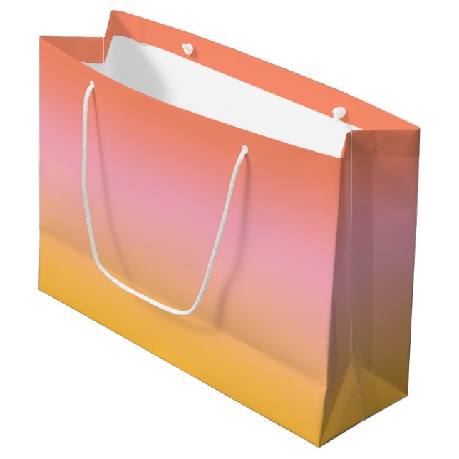 Sunny Ombre Gradient Peach Pink Large Gift Bag (Front Angled)