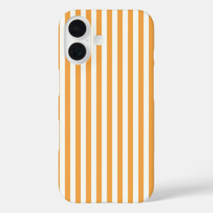 Sunny Orange and White Vertical Stripes Aesthetic iPhone 16 Case